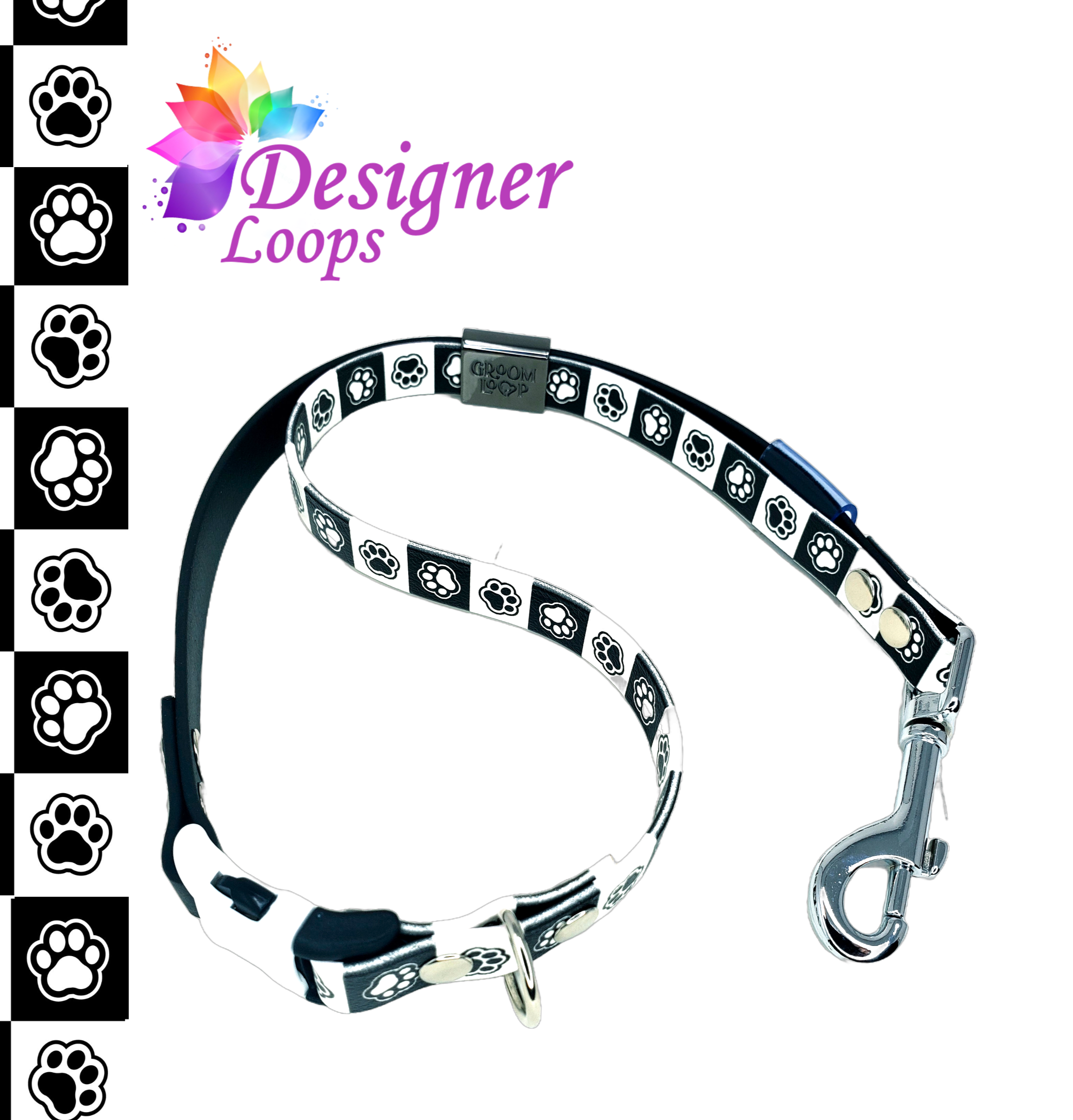 White & Black Paws BioThane® Grooming Loop